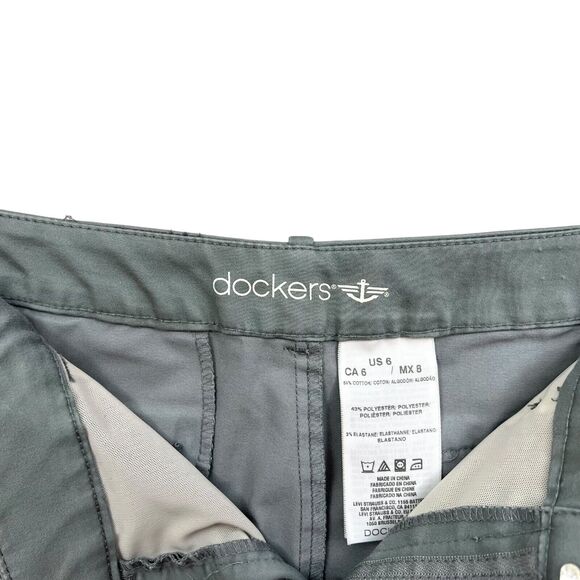 Dockers Womens Capri Pants Stretch Flat Front Flap Pockets Zip Fly Gray Size 6 - Picture 4 of 6